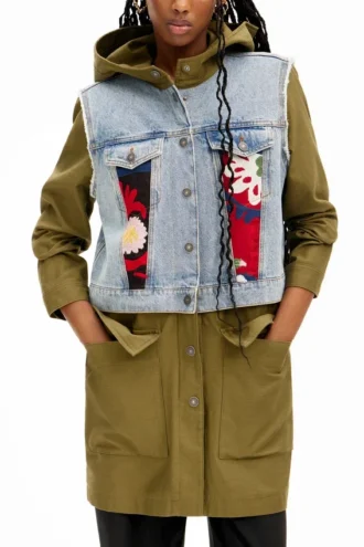 2-in-1 geborduurde hybride parka