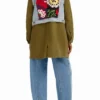 2-in-1 geborduurde hybride parka