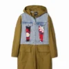 2-in-1 geborduurde hybride parka
