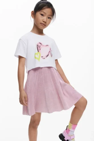 2-in-1 jurk met hartjes