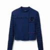 Artistiek geribbeld T-shirt met volants