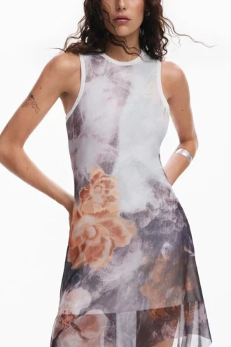 Asymmetrische bloemenjurk