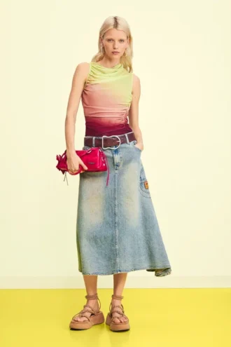 Asymmetrische denim rok
