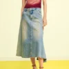 Asymmetrische denim rok