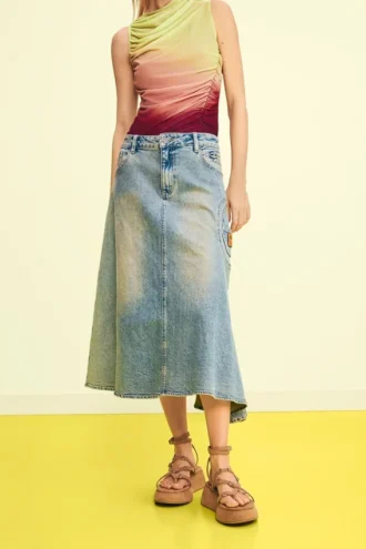 Asymmetrische denim rok