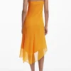 Asymmetrische gelaagde midi-jurk