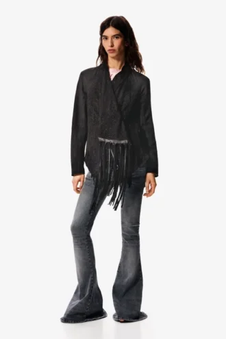 Asymmetrische jas van 100% leer Masha Popova