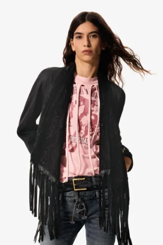 Asymmetrische jas van 100% leer Masha Popova