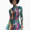 Asymmetrische jurk met ruches