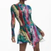 Asymmetrische jurk met ruches