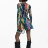 Asymmetrische jurk met ruches