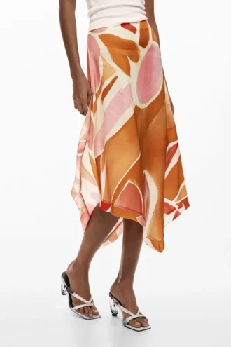 Asymmetrische rok met bloemblaadjes
