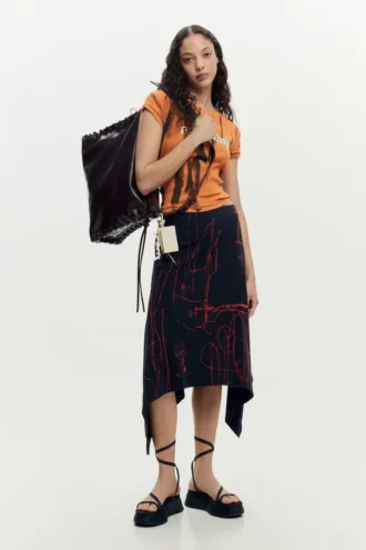 Asymmetrische rok met print