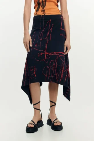 Asymmetrische rok met print