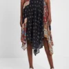 Asymmetrische uitlopende patchworkrok