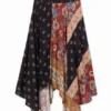 Asymmetrische uitlopende patchworkrok