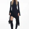 Asymmetrische zwarte jurk MarÍA Escote