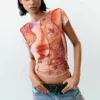 Bedrukt T-shirt met korte mouwen
