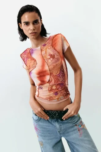 Bedrukt T-shirt met korte mouwen