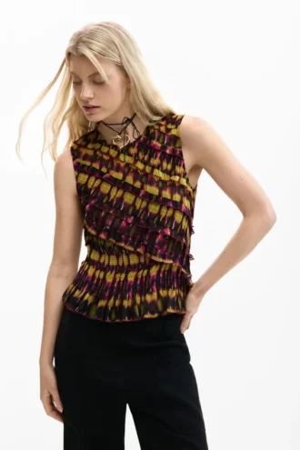 Bedrukte mouwloze blouse