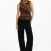 Bedrukte mouwloze blouse