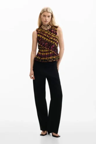 Bedrukte mouwloze blouse