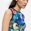 Bedrukte mouwloze blouse