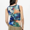 Bedrukte mouwloze blouse