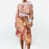 Bedrukte strapless blouse