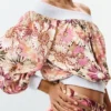 Bedrukte strapless blouse