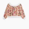Bedrukte strapless blouse