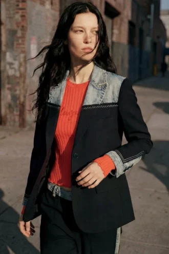 Blazers van twee materialen