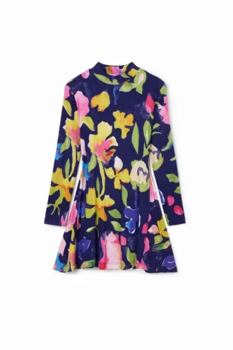 Bloemenjurk met hoge hals