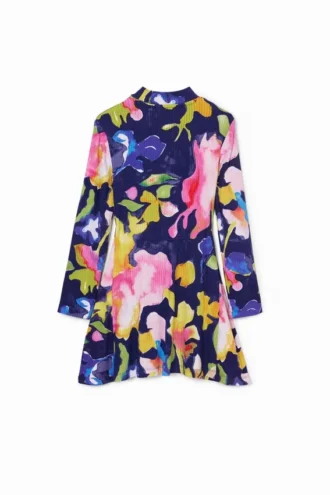 Bloemenjurk met hoge hals
