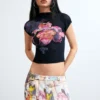 Blouse met hoge hals en print