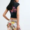 Blouse met hoge hals en print
