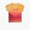 Blouse met korte mouwen en hoge hals