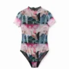 Bodysuit met korte mouwen van fantasietule