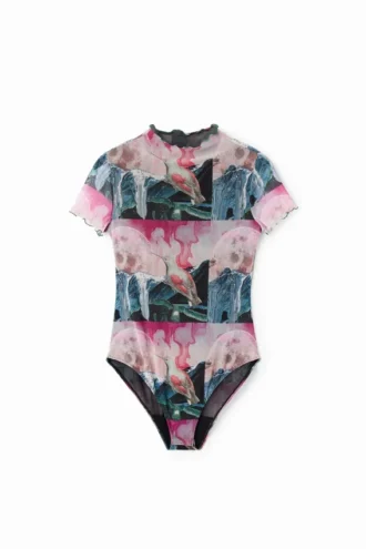 Bodysuit met korte mouwen van fantasietule