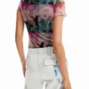 Bodysuit met korte mouwen van fantasietule