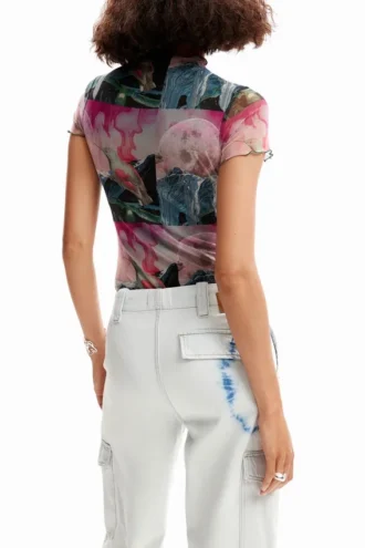 Bodysuit met korte mouwen van fantasietule