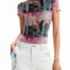 Bodysuit met korte mouwen van fantasietule