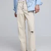 Broek met dubbele tailleband en scheuren