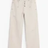 Broek met dubbele tailleband en scheuren