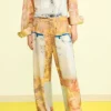 Broek met hybride print