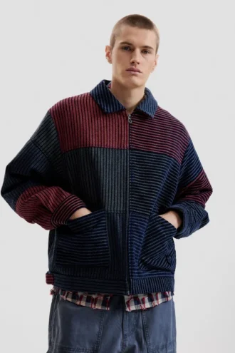 Chenille jas met kleurblokken