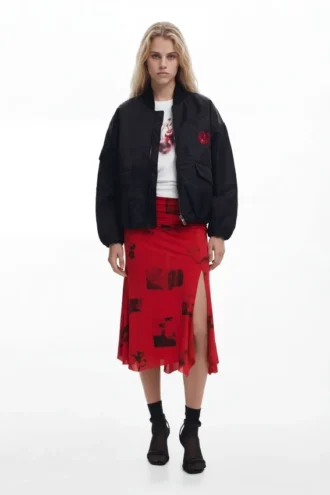 Collage-rok met omgeslagen tailleband