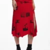 Collage-rok met omgeslagen tailleband