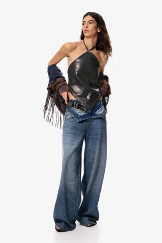 Denim broek met dubbele tailleband Masha Popova