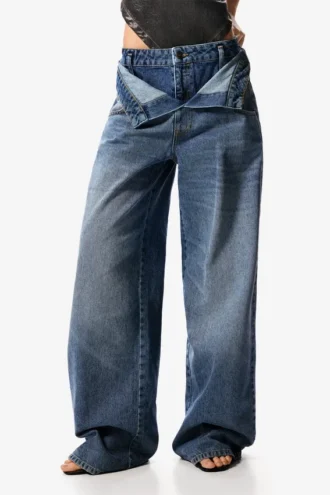 Denim broek met dubbele tailleband Masha Popova